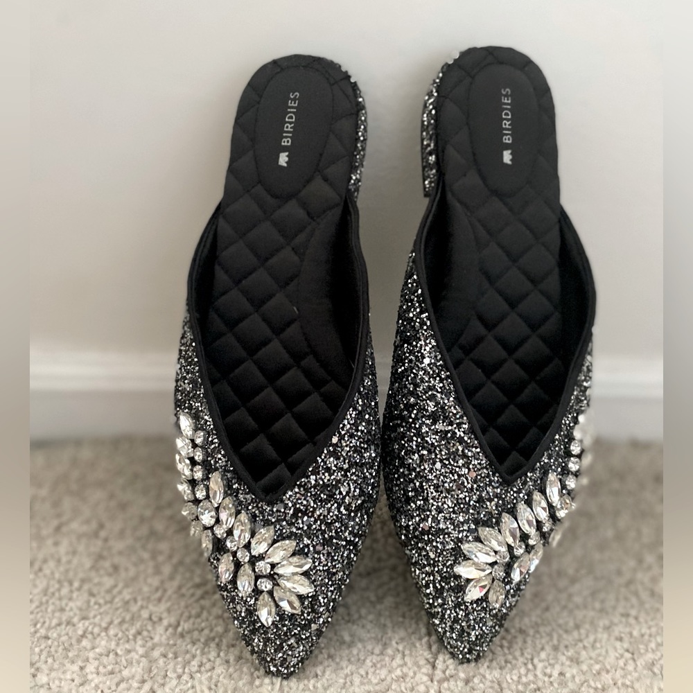 Stunning bejeweled Birdies Flats